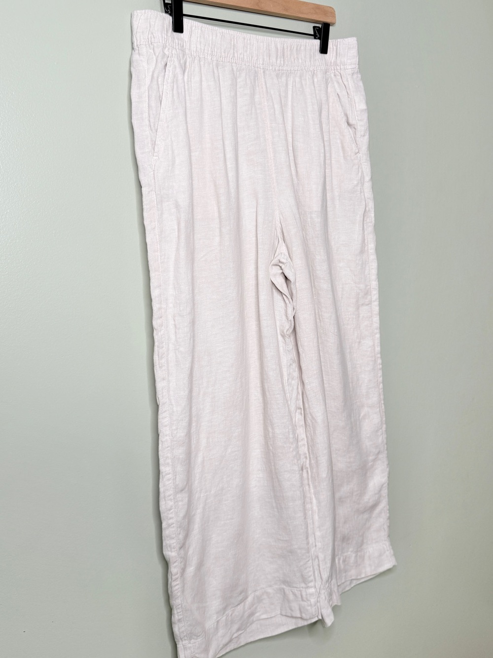 Tahari Linen Wide Leg Pull On Pants Casual Summer Vacation White Beige Size XL - Picture 3 of 8